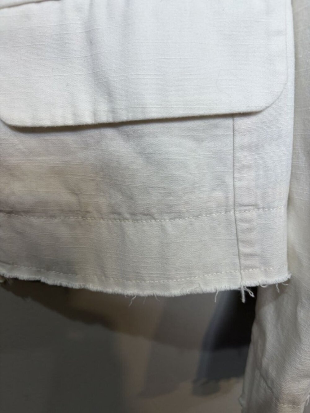 Anthropologie Pilcro Fray Hem Blazer Size 8 Ivory Double-Breasted Oversize - Picture 6 of 9